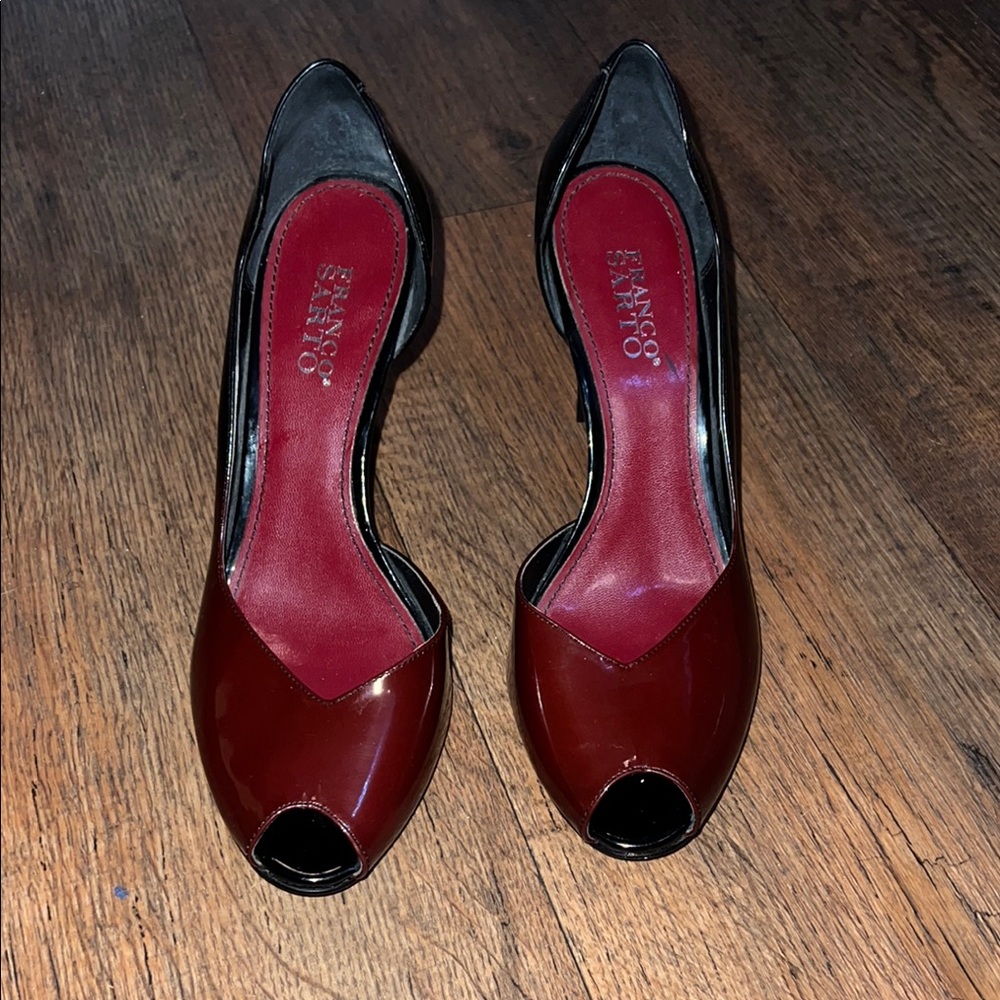 Franco Sarto Red Peep Toe Heels